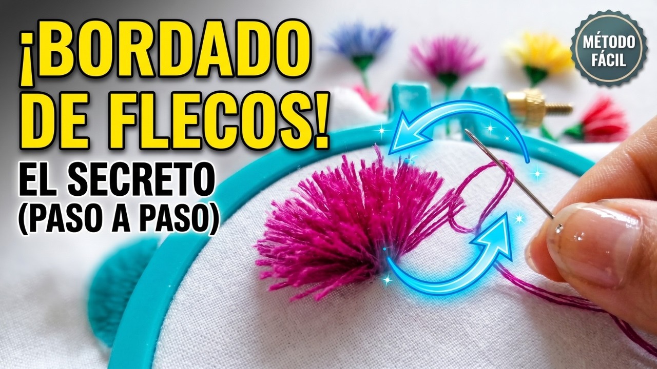 Pom pom flower stitch | Flores con flecos | Hand embroidery