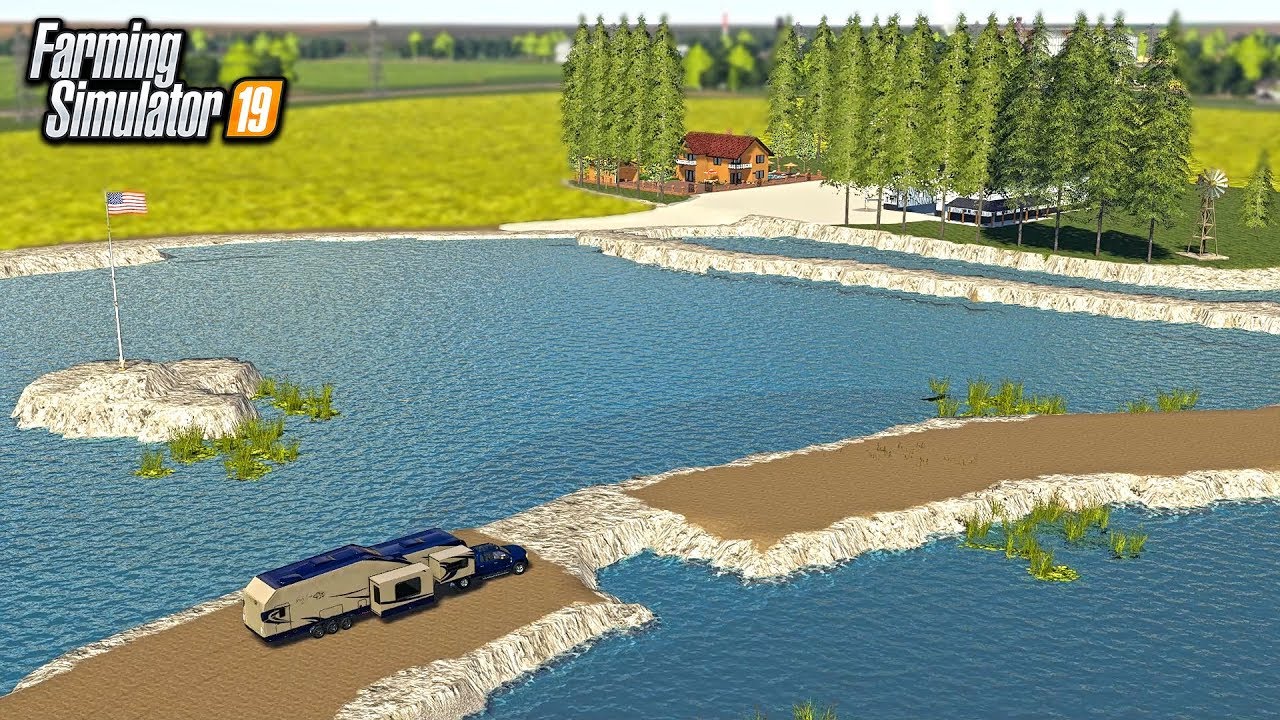 BUILDING A LAKE FOR MY MANSION & RCC DEALERSHIP (FAIL) | FARMING SIMULATOR 2019