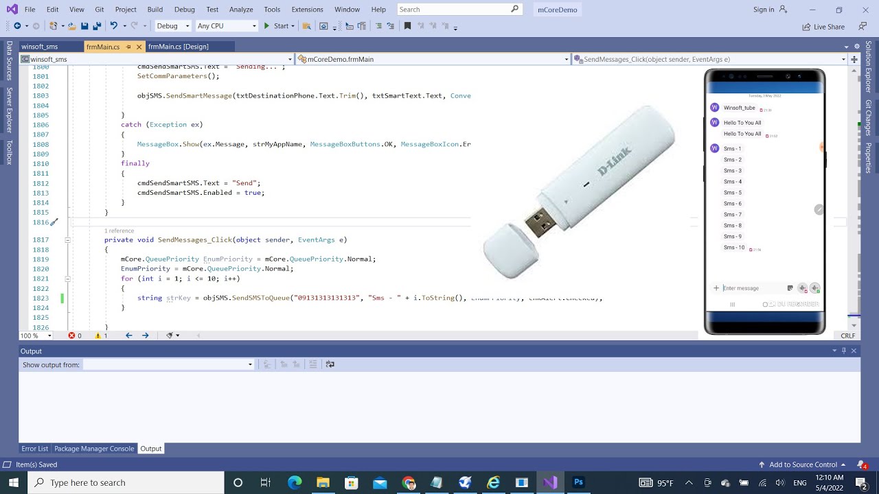 How To send SMS in c# ( With GSM Modem  in C#.net OR VB.net)