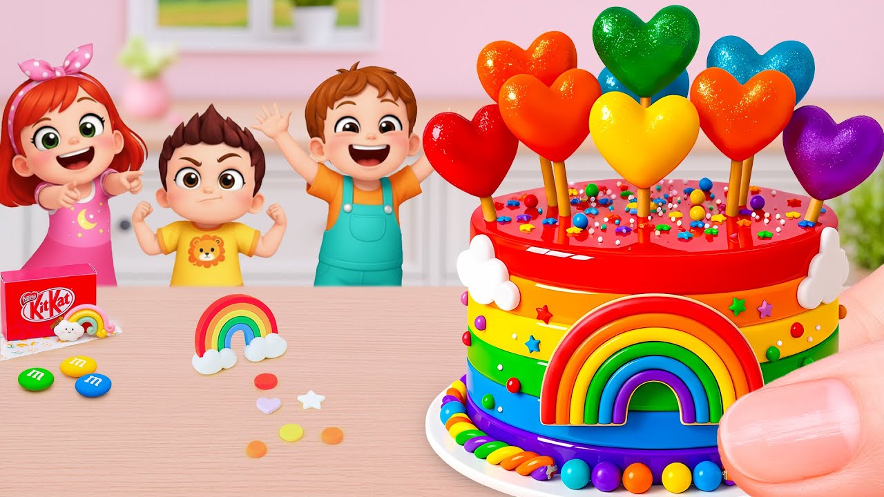 Miniature Rainbow Cake Tutorial 🌈 Satisfying Tiny Rainbow Cloud Heart Cake Recipe 💕 Yummy Teeny