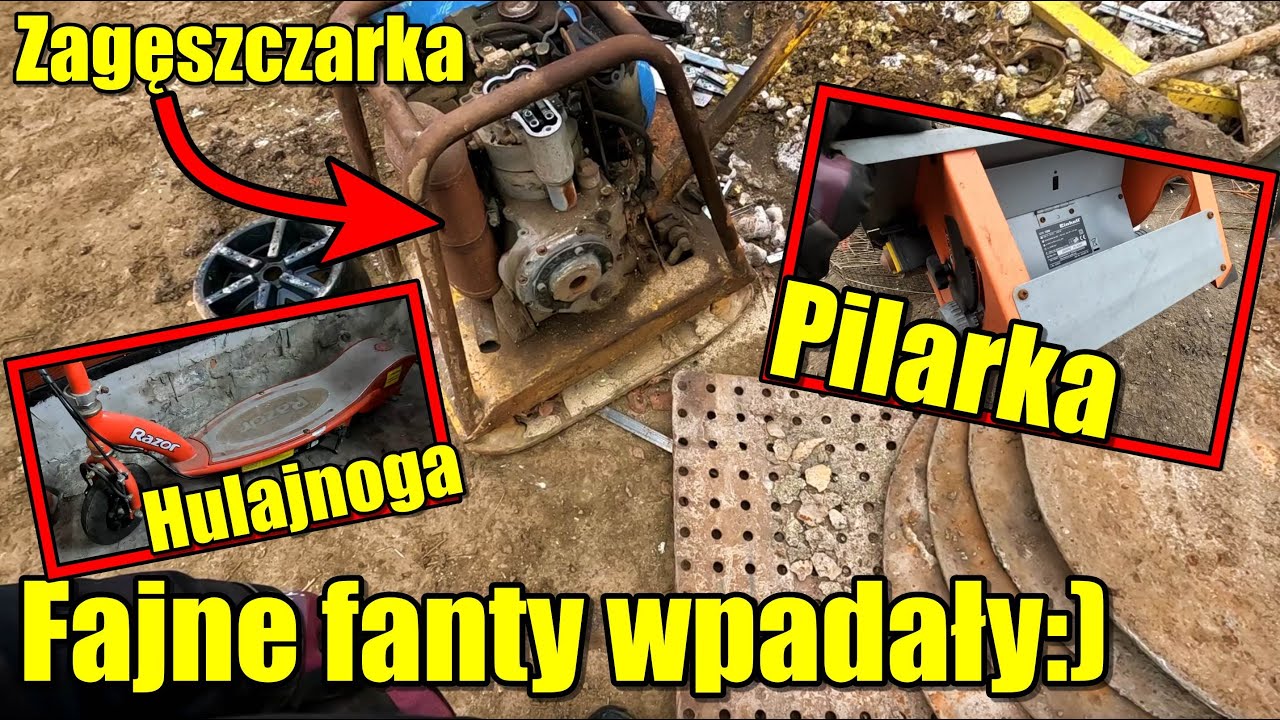 Patrzcie jakie fajne fanty powpadały ze złomu:) Zagęszczarka, pilarka, hulajnoga oraz pancerny bosch