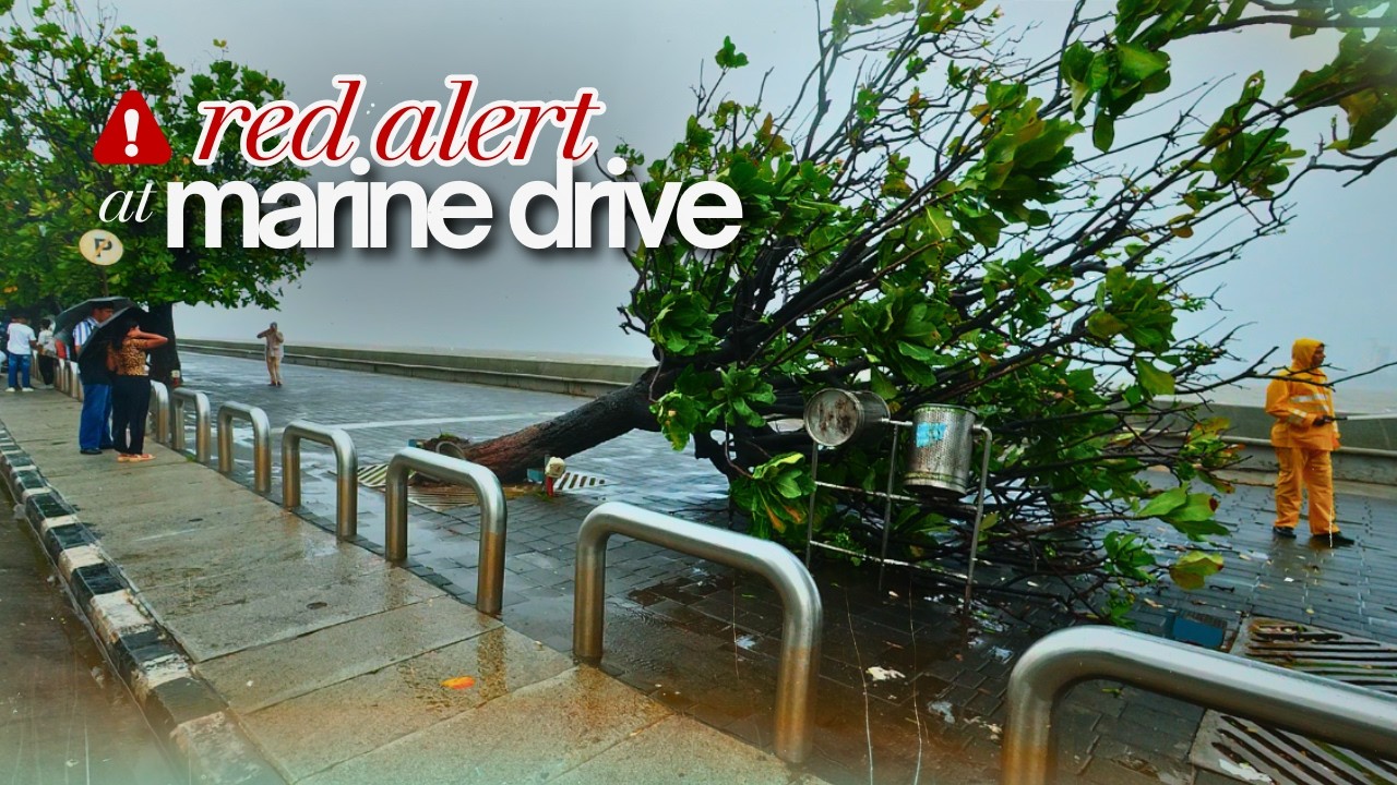 Marine Drive During Heavy Monsoon Winds | Mumbai 4K HDR