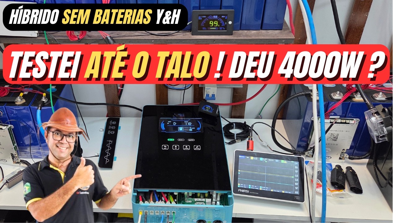 Teste de POTÊNCIA do Inversor Híbrído SEM BATERIAS 120V cara preta
