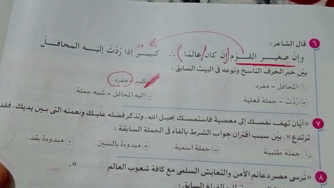 حل كتاب الامتحان - النموذج 7  مراجعة نهائية  لغة عربية - ثانوية عامة 2025