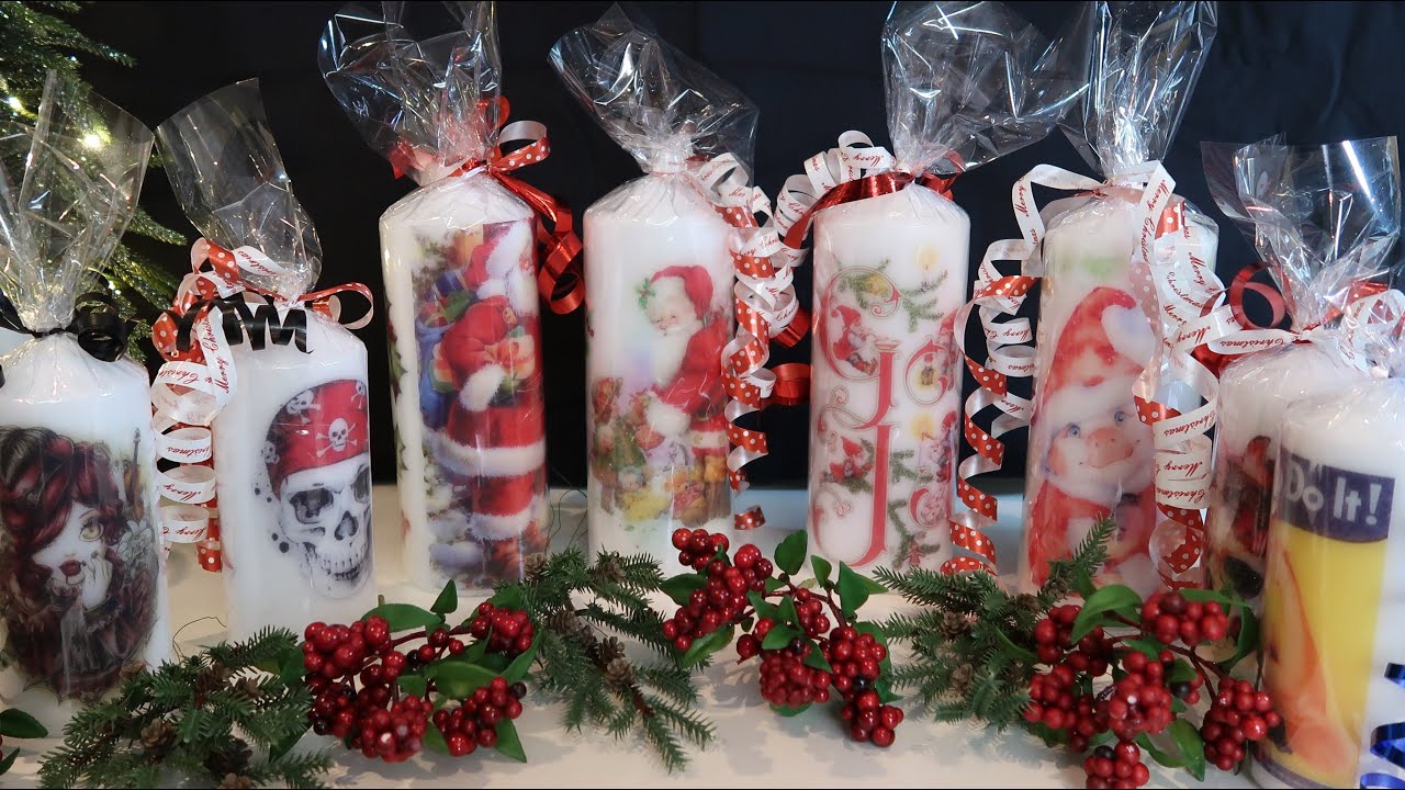 Easy way to shrink wrap candle with cellophane sheet.