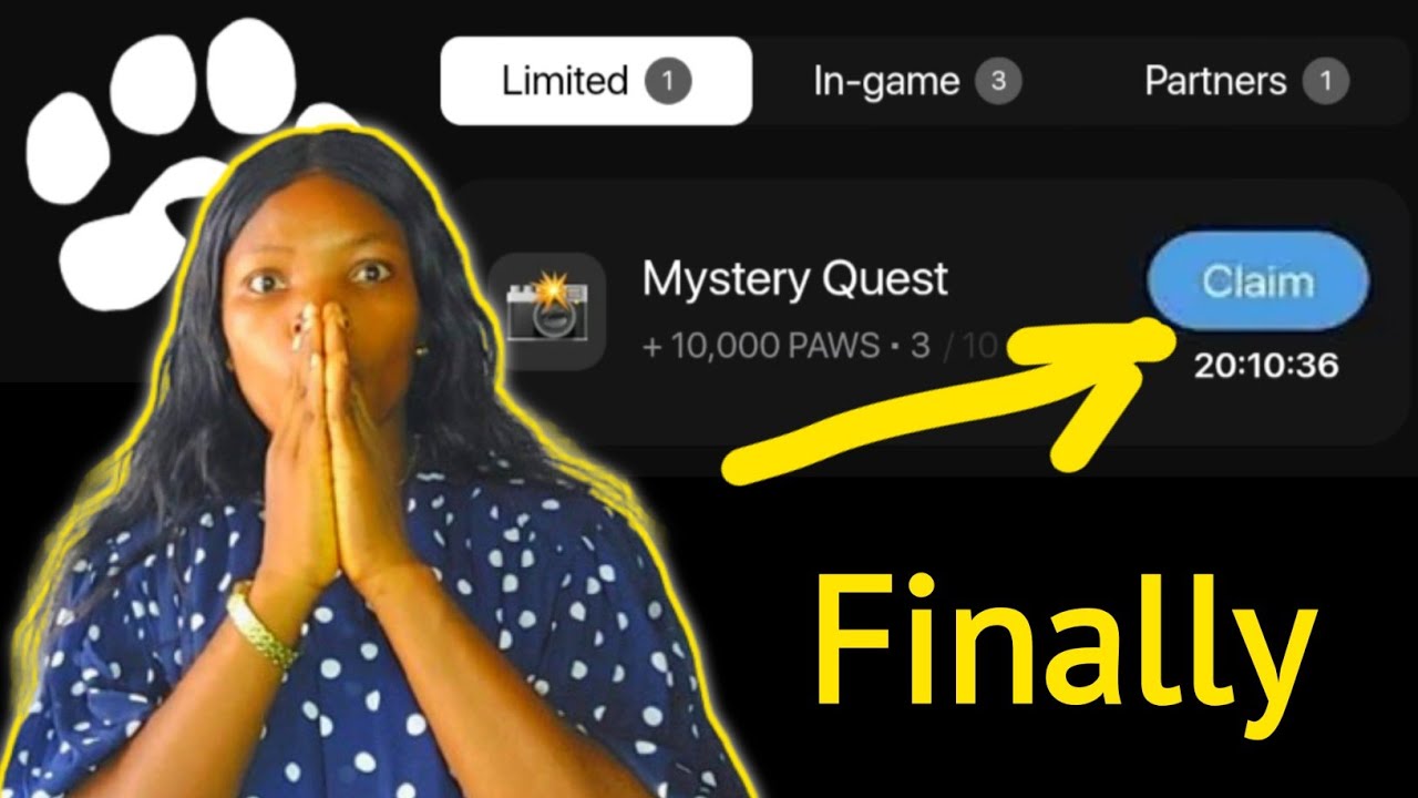 PAWS Airdrop Mystery Quest Today Claim Now