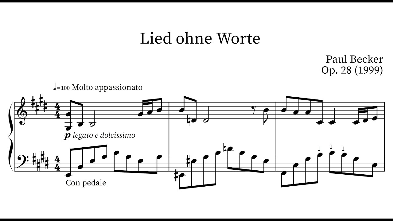 Paul Becker | Lied ohne Worte, Op.28 [1999]