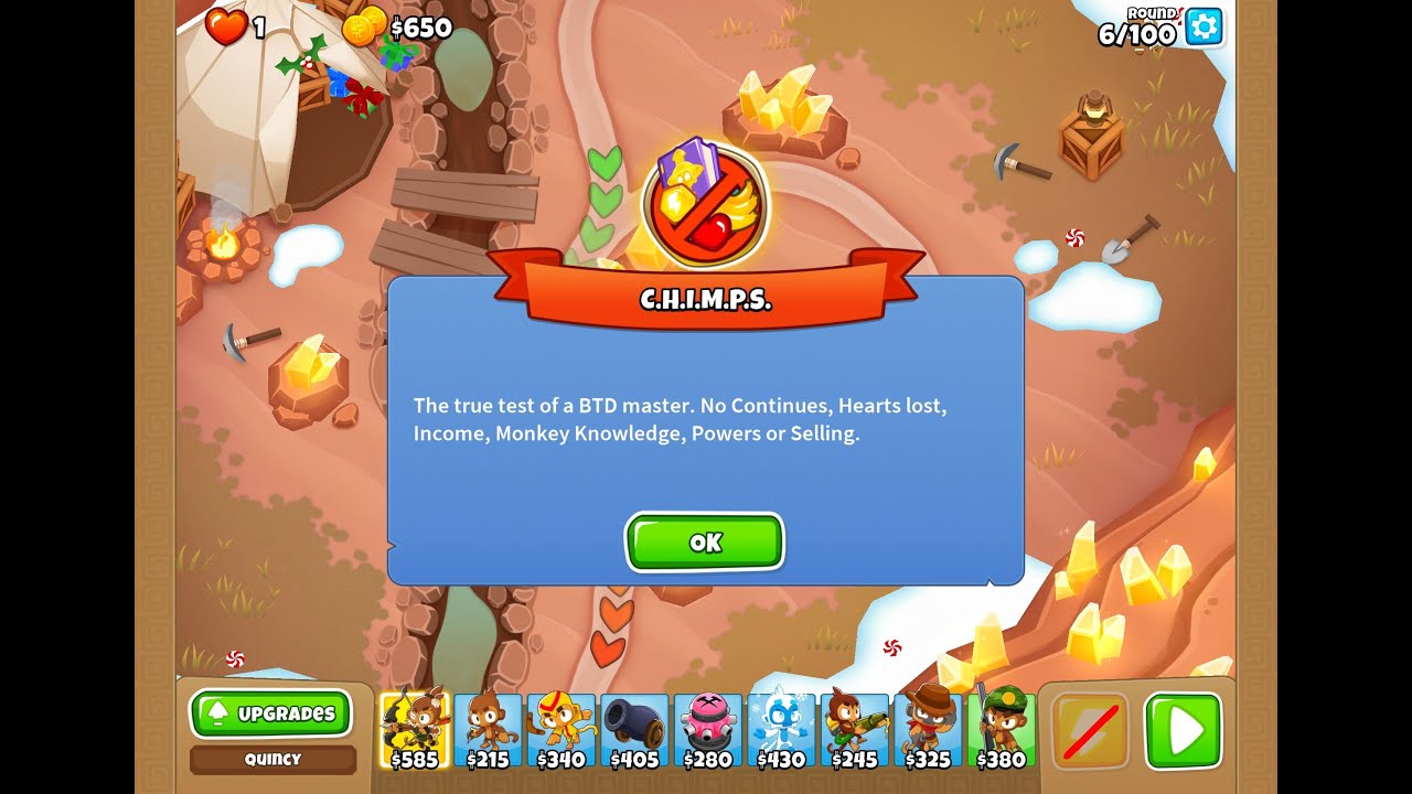 [Bloons TD 6+] Three Mines Round - Chimps (Primary Only) #btd6 #bloonstd6