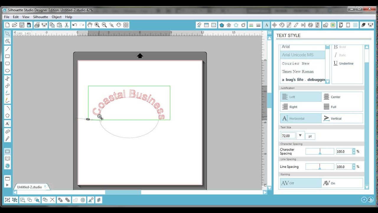 Как создать изогнутый текст в Silhouette Studio