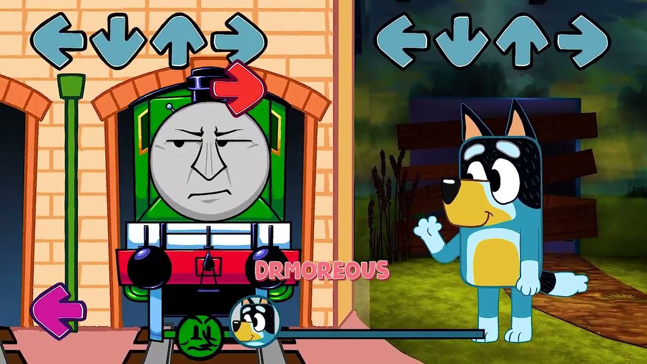 FNF BIG Engine Brawl VS ALL Bluey Family Bingo Mackenzie Muffin Sings Friends To Your End - FNF Mods