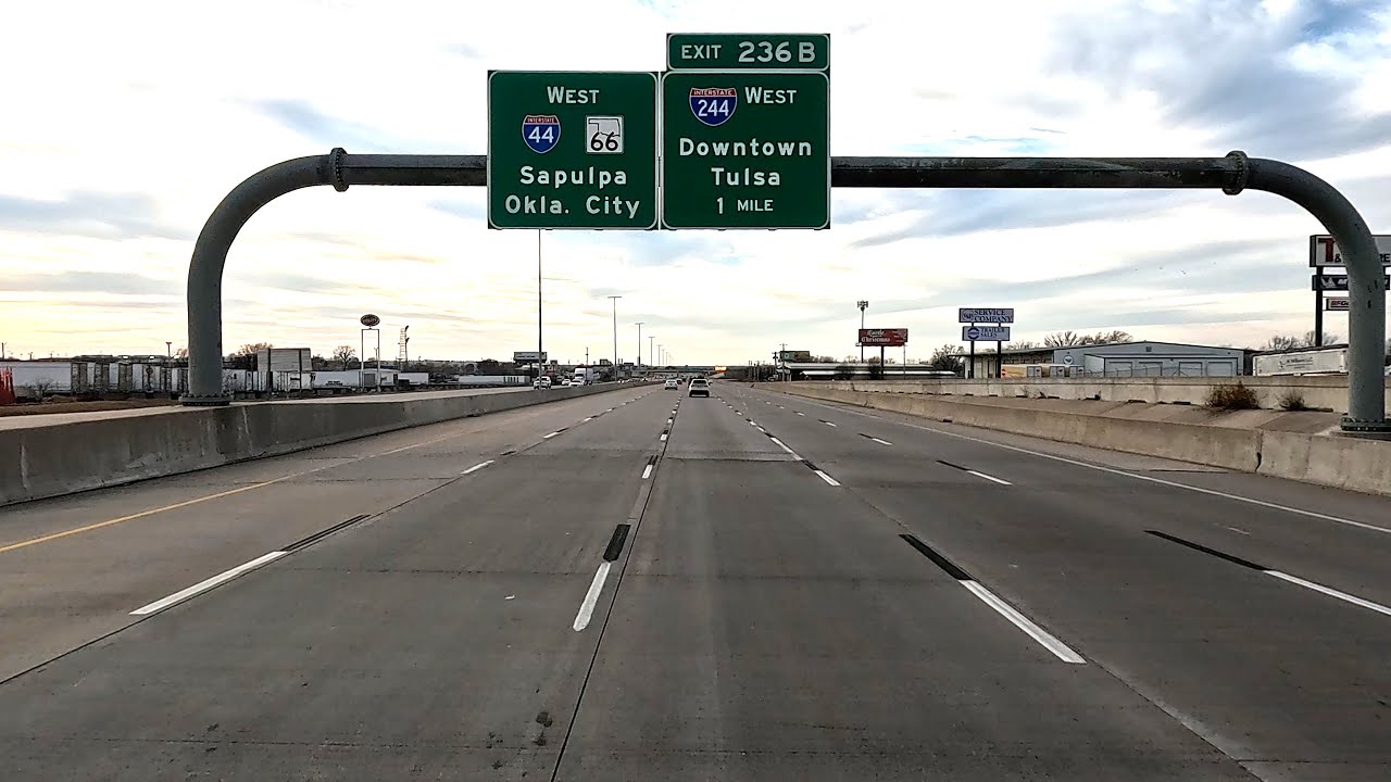 I-44 West from Exit 238 in East Tulsa to the Turner Turnpike Entrance in West Tulsa