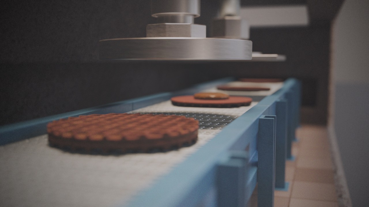 🍪 Dutch Stroopwafel Factory – Blender Animation