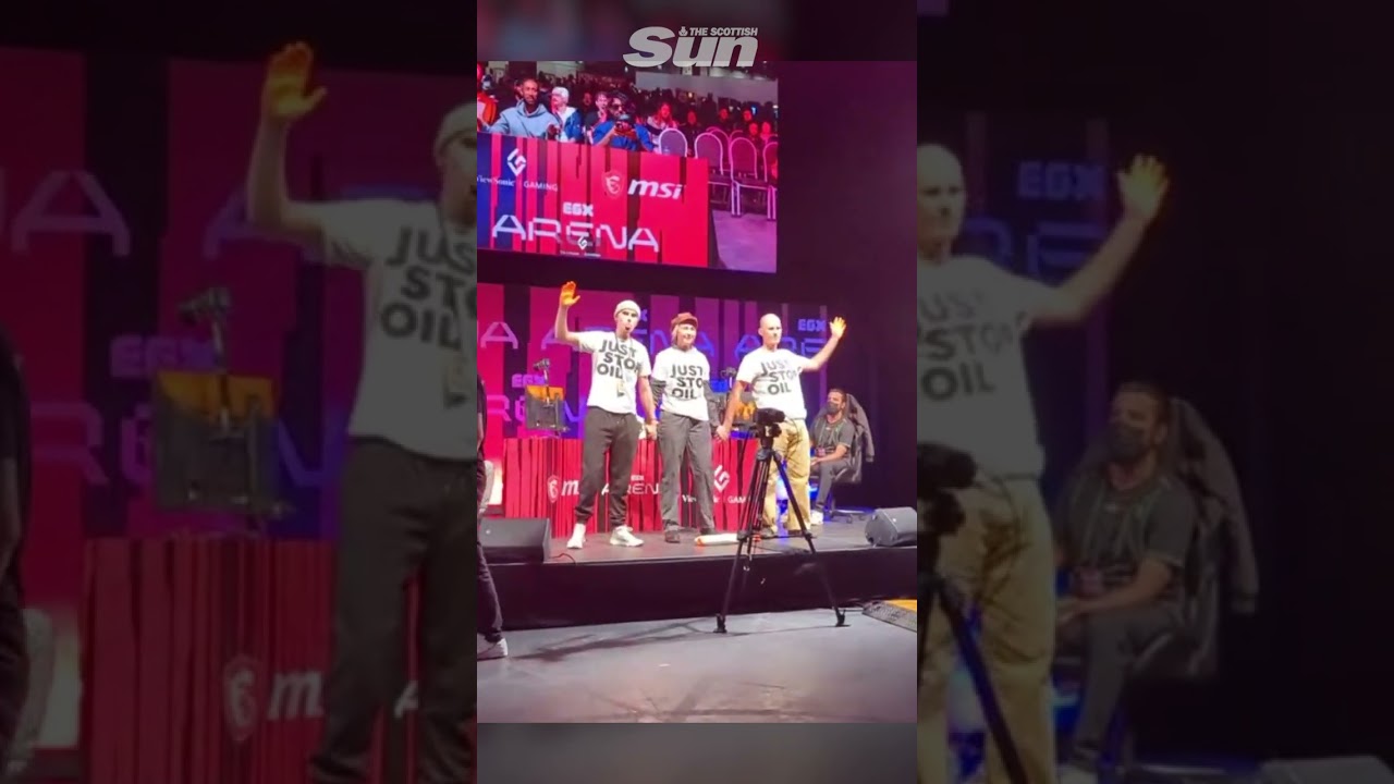 Crowd boos pointless Just Stop Oil protest at gaming expo that last just seconds