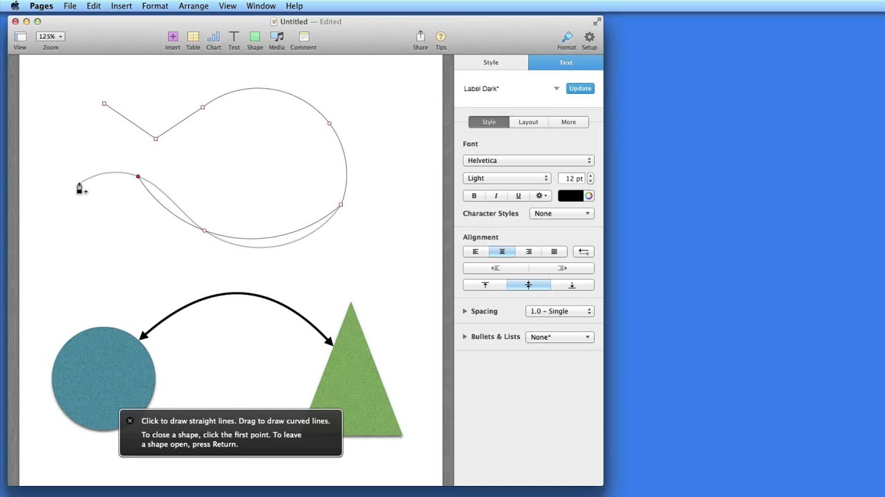 Учебное пособие по Pages для Mac: фигуры и линии.