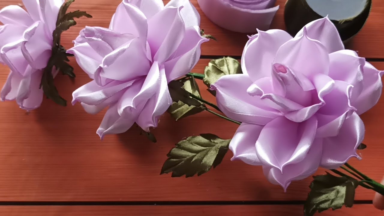 Bunga Mawar Cherry Blossom || Tutorial Membuat Bunga Dari Pita Satin || DIY