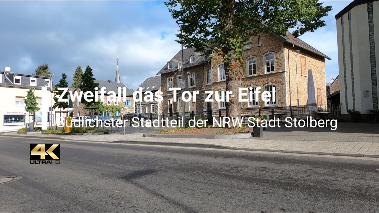 4K - Zweifall das Tor zur Eifel Stolberg NRW - Alte H&auml;user Sch&ouml;ne Landschaft Kirche 1683 Bruchstein