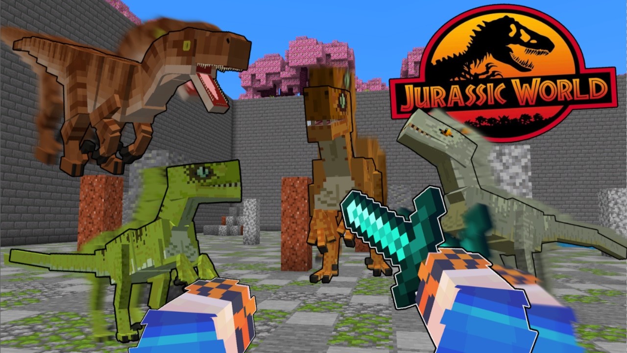 Войны динозавров: сражающиеся велоцирапторы! Мир Юрского периода в Minecraft