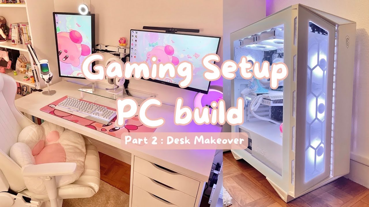 Aesthetic Desk Setup Makeover | first pc build + aesthetic gaming & stream setup Part 2/3