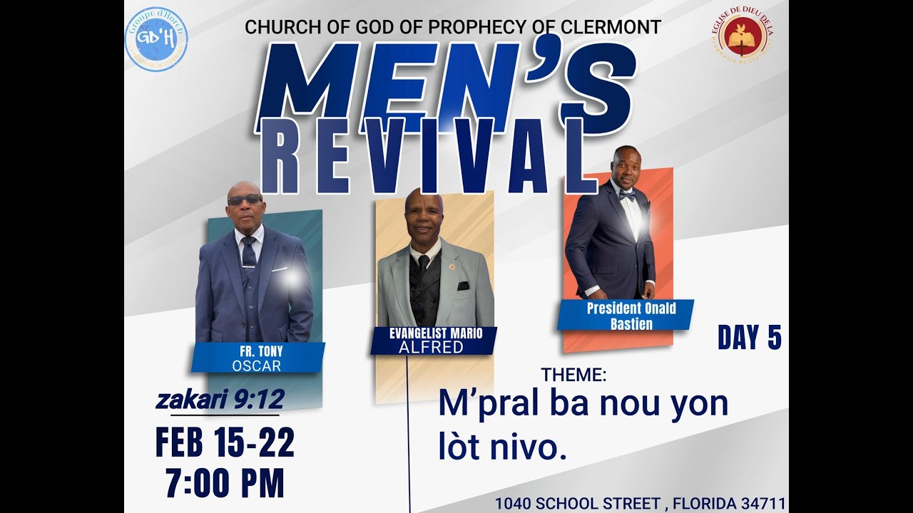 COGOP OF CLERMONT INC |  02/19/26  |  |  MENS MINISTRY REVIVAL | DAY FIVE