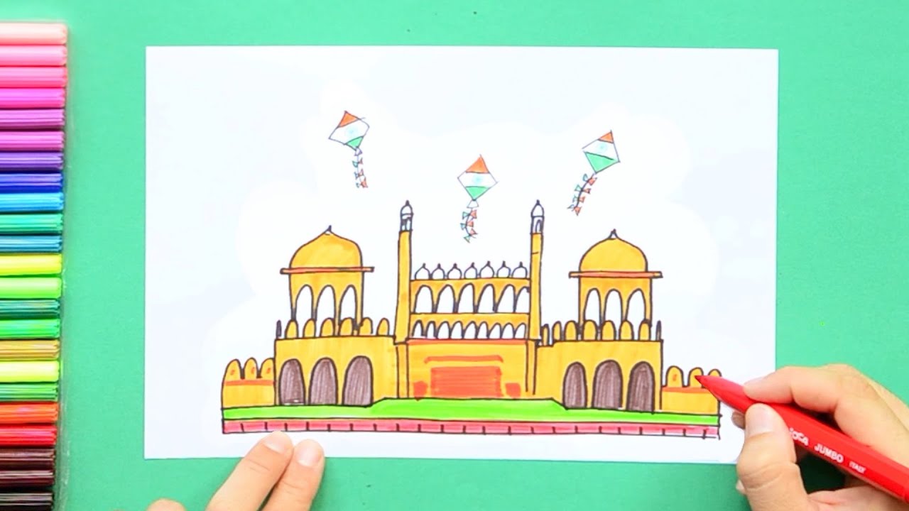 How to draw Red Fort - India's Independence Day Celebrations