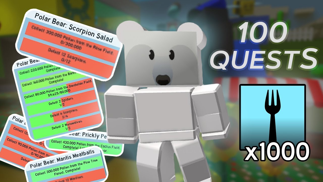How LONG Does it take to Complete 100 POLAR BEAR Quests Without Macroing ? (Bee Swarm Simulator)