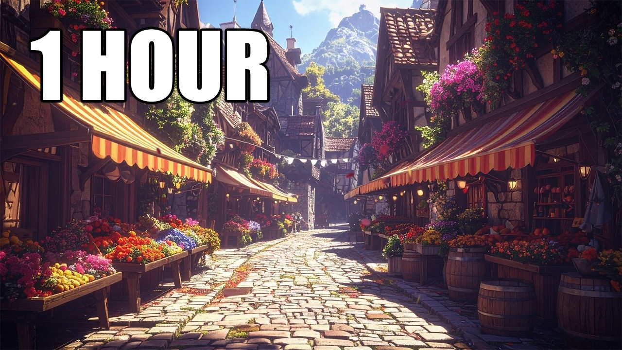 [1 Hour] Sunlit Flower Market | Healing, Relax, Work BGM