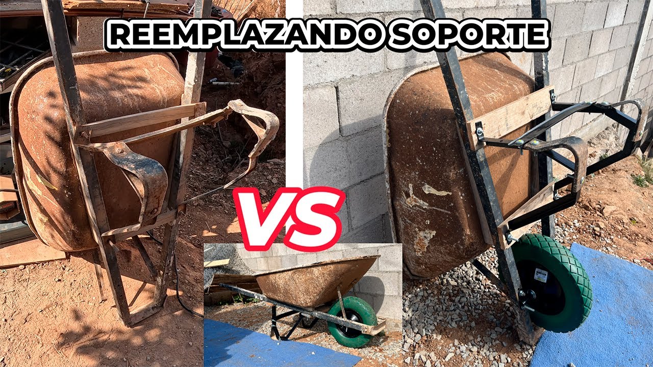 P14-Renovando carretilla de construcción, soporte con metal angulo 1/8 X 1 pulgada.