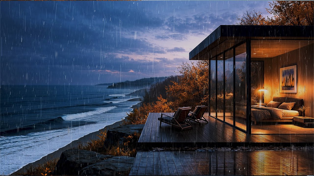 Sleep and Anxiety Relief by the Ocean | Gentle Rain and Beach Breeze
