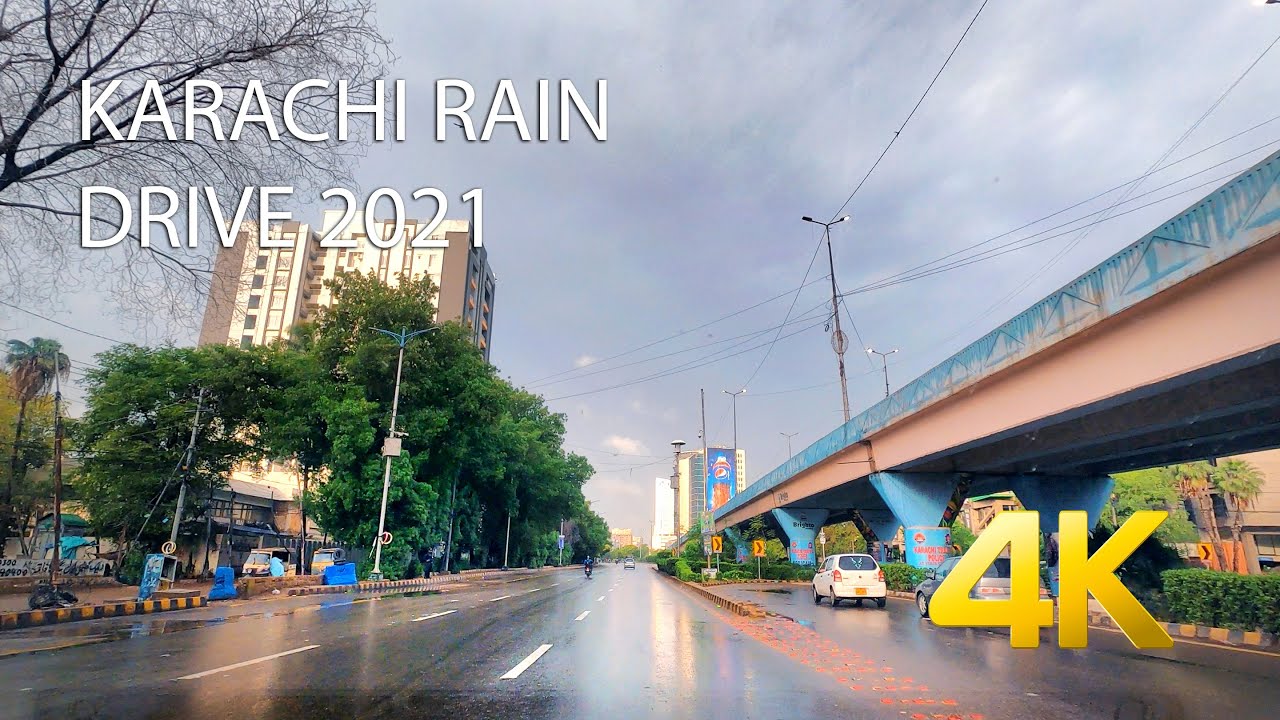 KARACHI RAIN DRIVE - 4K Ultra HD - Karachi Street View