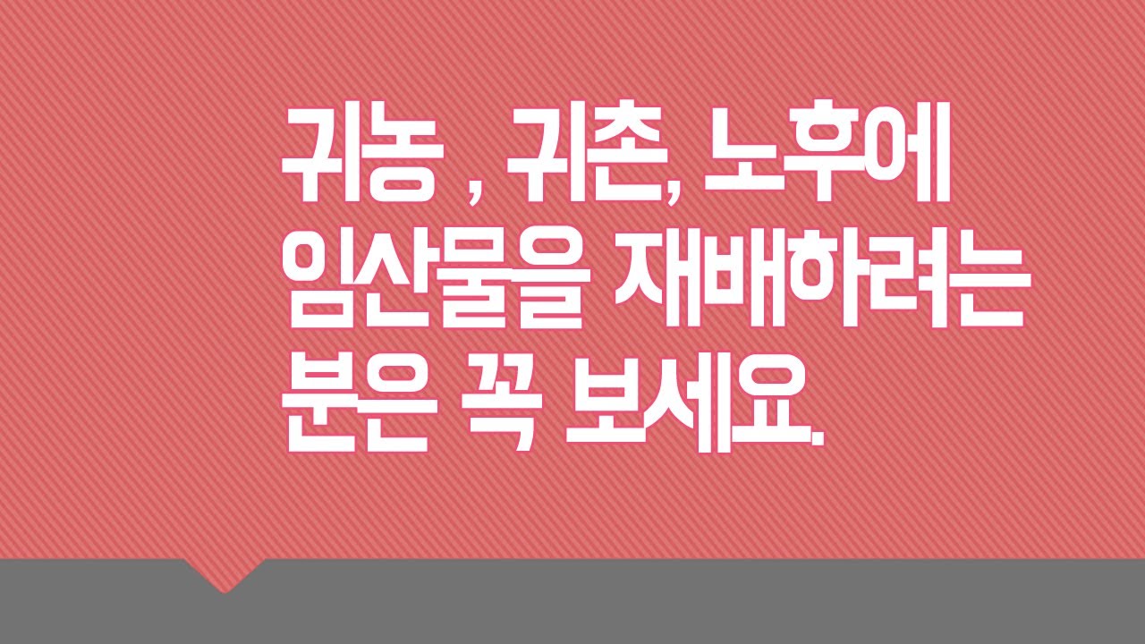 임산물을 재배하려는 분들은 꼭 보세요