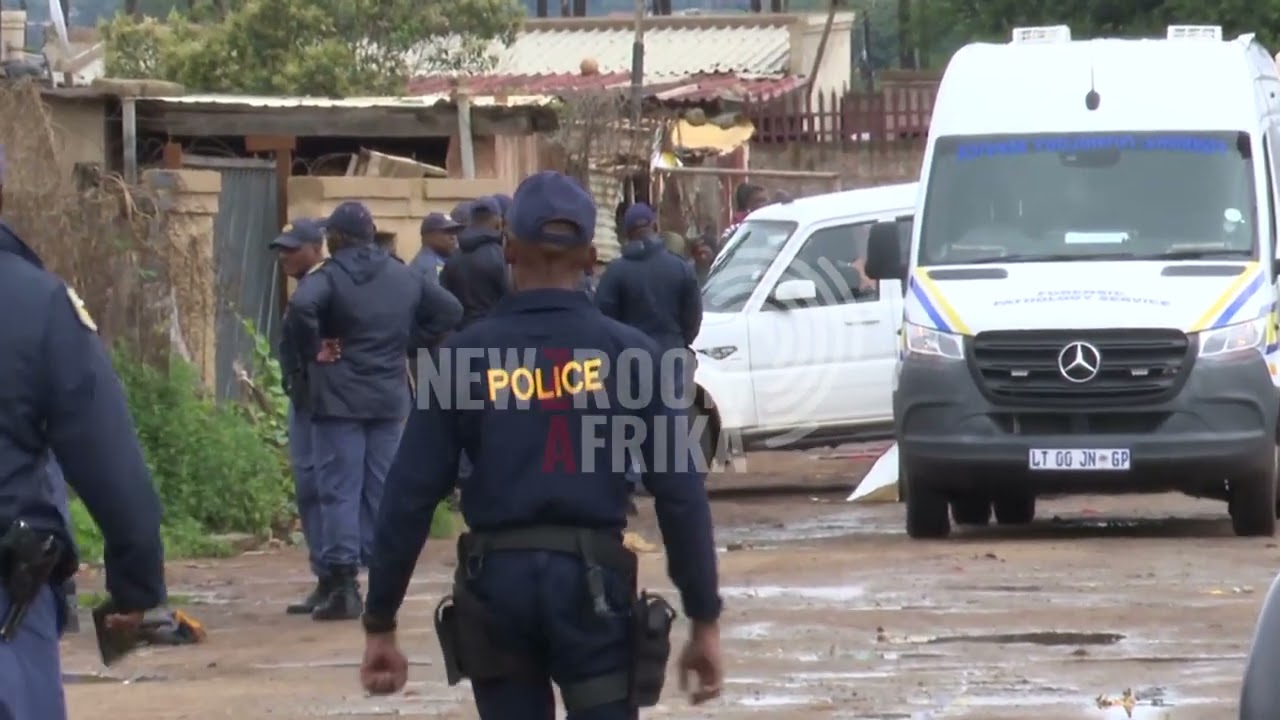 SAPS combing the scene of the Bekkersdal tavern shooting