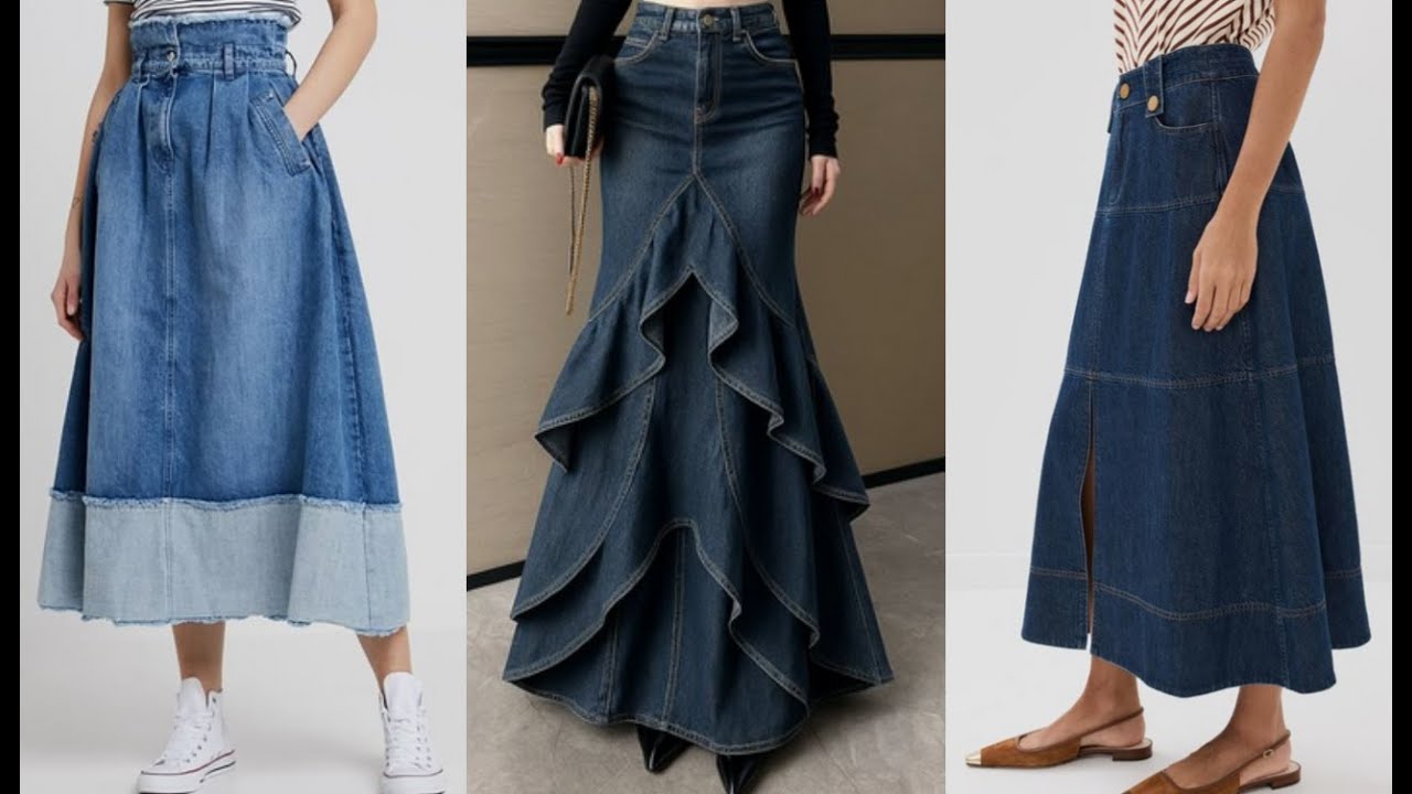 Modest Summer long Denim Skirt Outfit Ideas