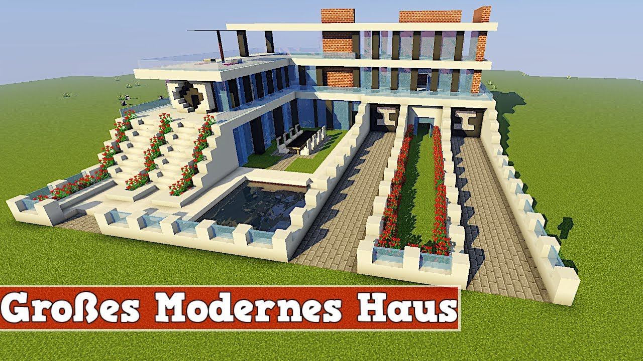 Wie baut man ein großes Modernes Haus in Minecraft | Minecraft Modernes Haus Bauen Deutsch