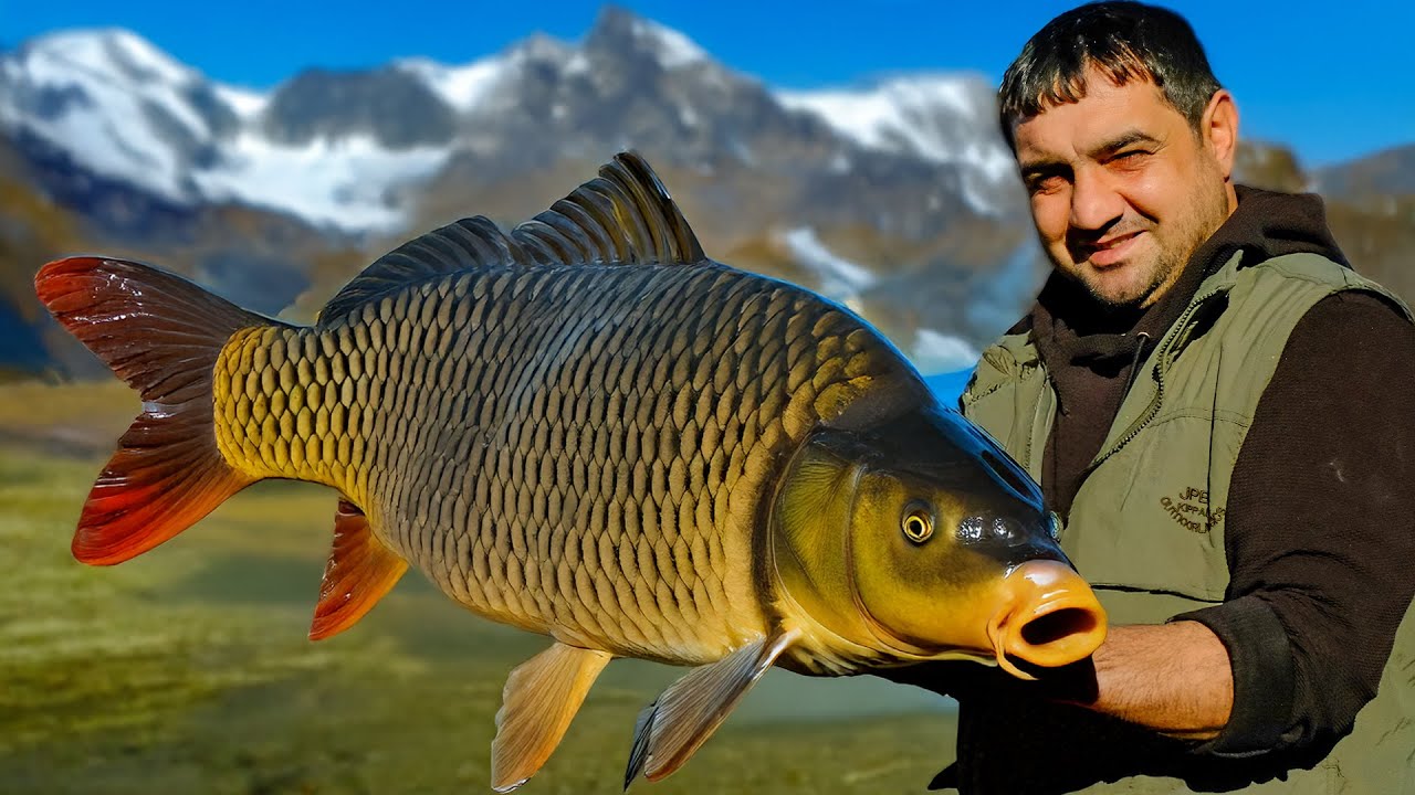 GIANT FISH COOKING Over Open Fire in Rustic Village Feast!