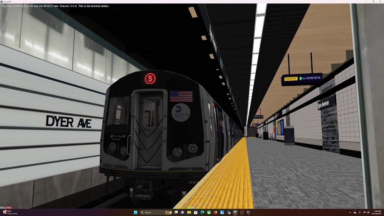 OpenBVE Fictional: R160 (S)huttle train to Dyre Av