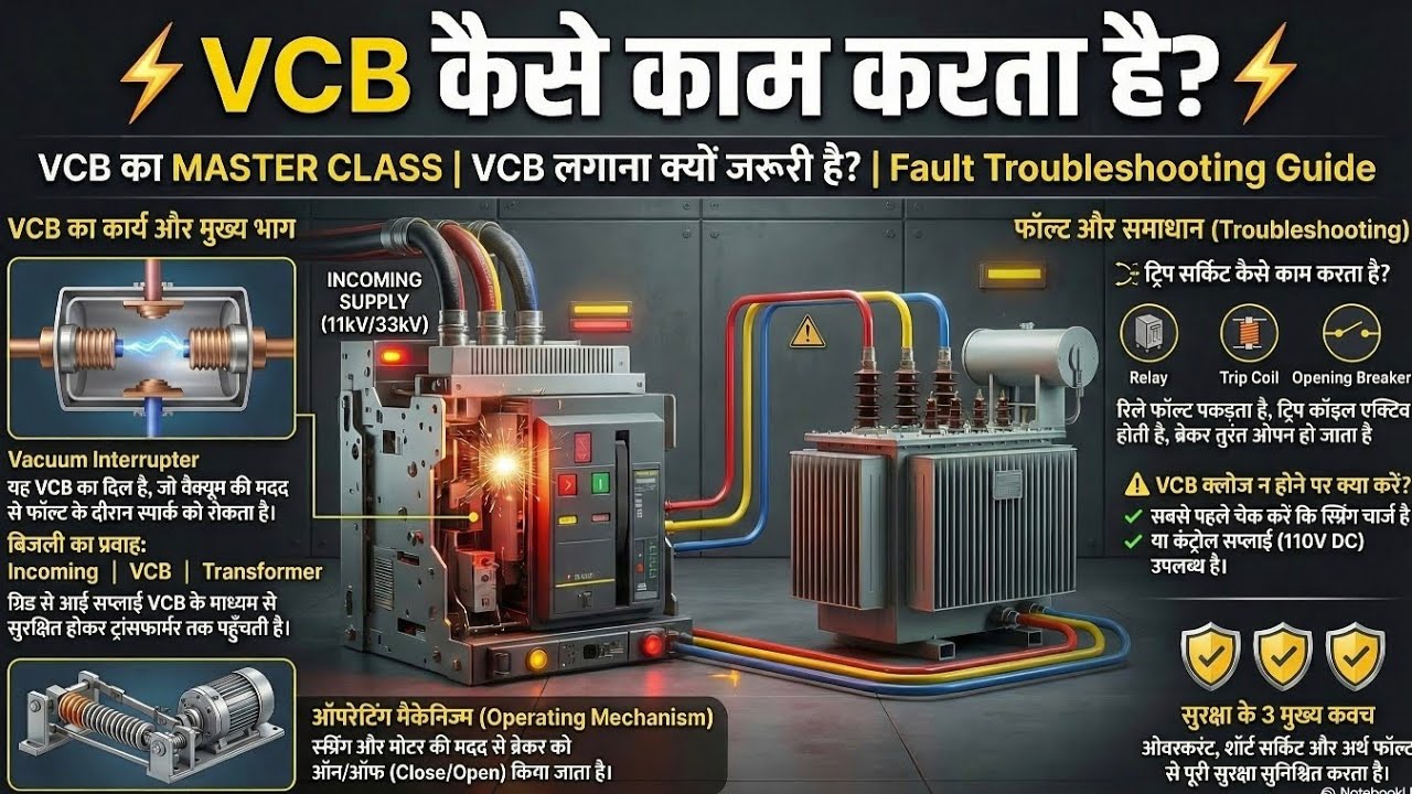VCB Full Explained 🔥 | Complete Working, Internal Parts, Trip Circuit & Troubleshooting 