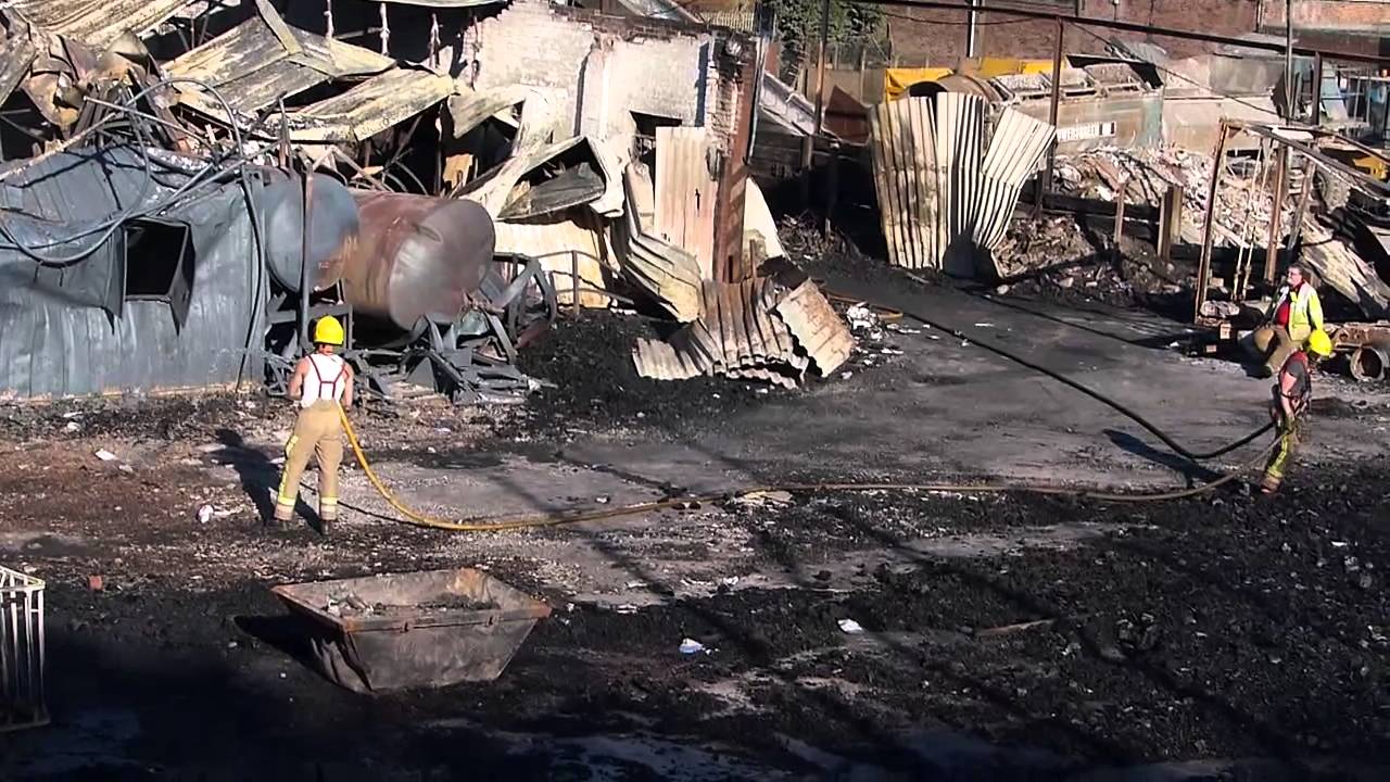 aftermath of fire at chemical lane