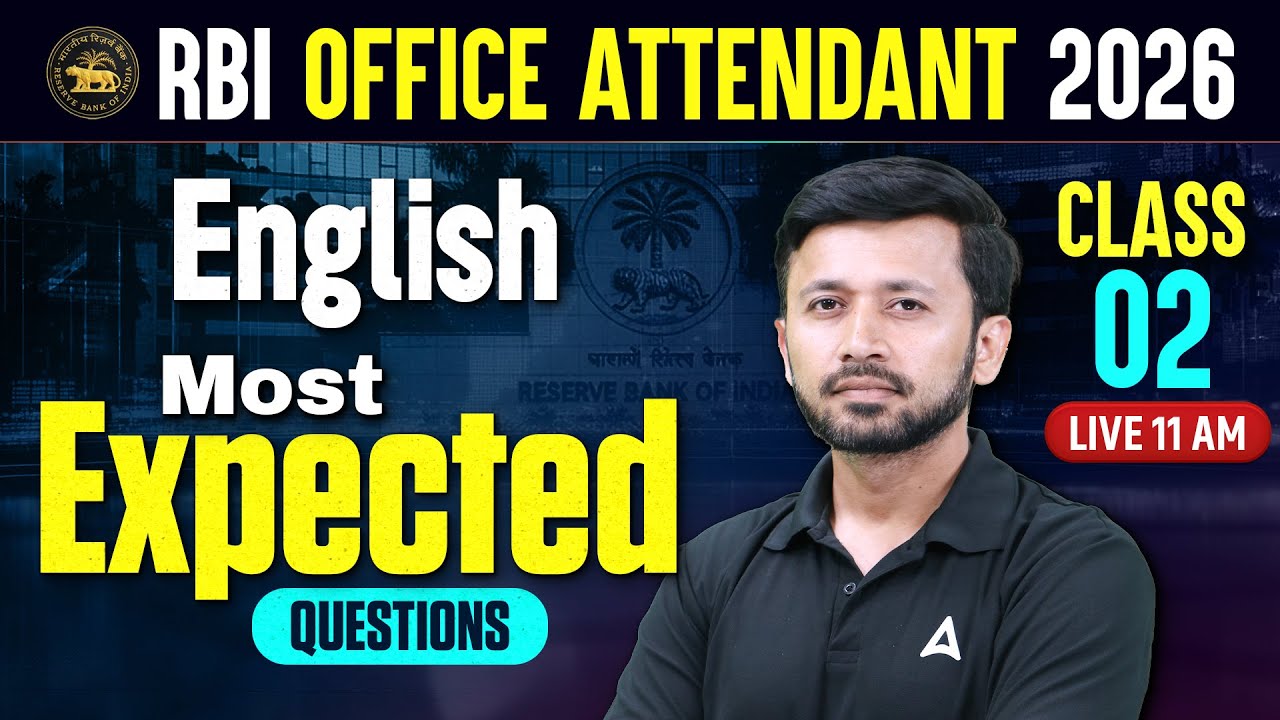 RBI Office Attendant 2026 | English Most Expected Questions Class-2 | By Parth Krishan