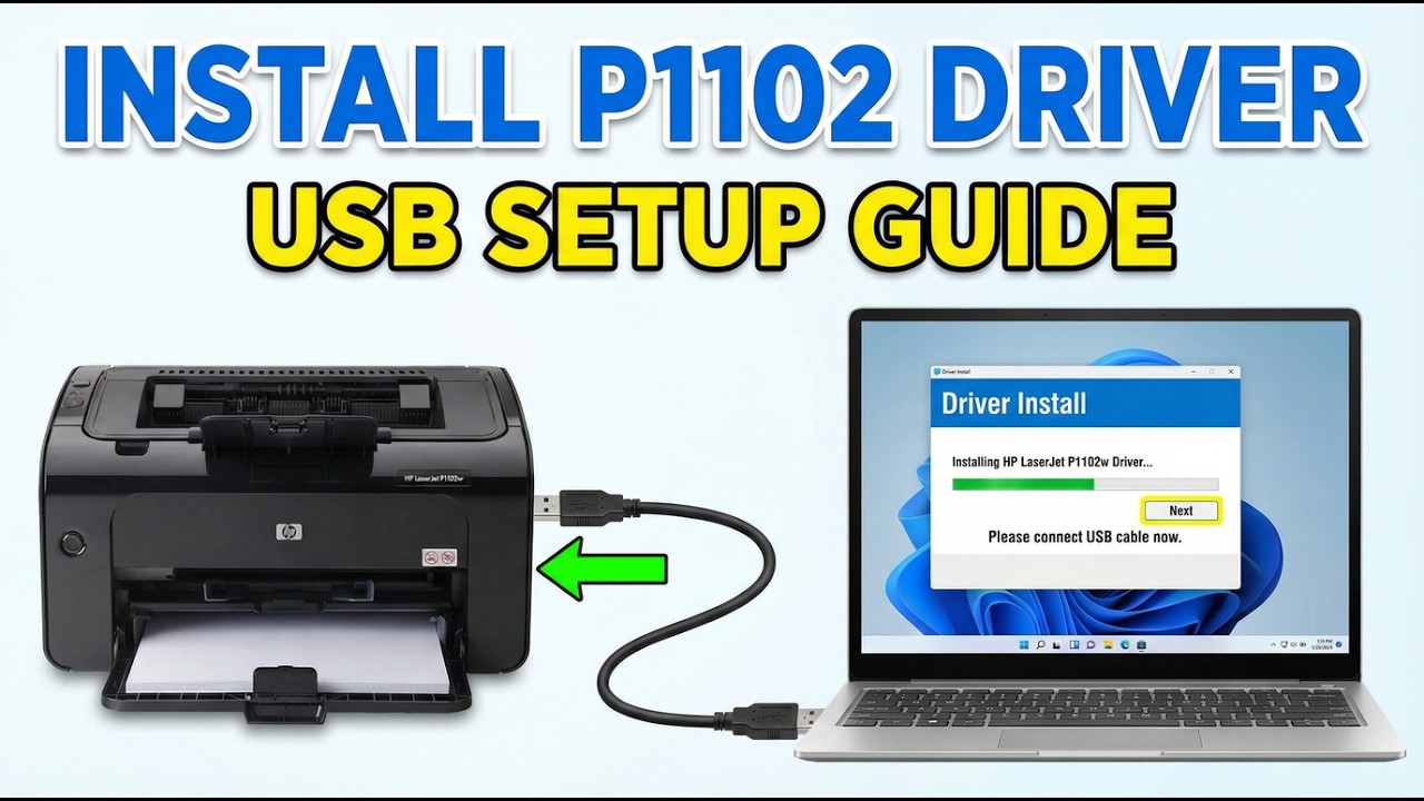Install HP LaserJet P1102 on Windows 11 or 10 via USB – Full Tutorial (2026)