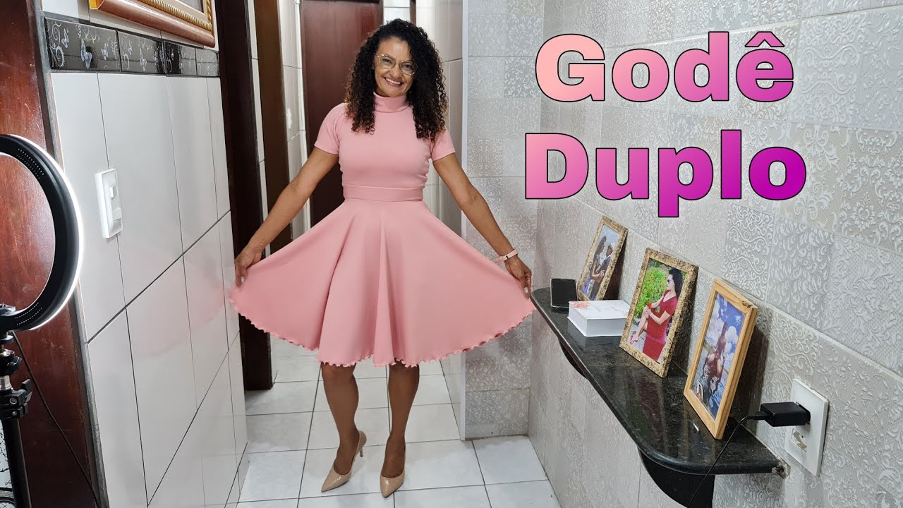 Como cortar e costurar um vestido godê duplo - passo a passo