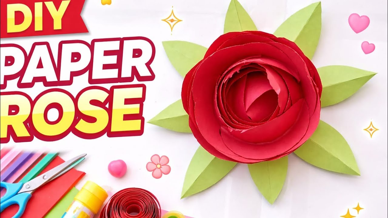 Easy paper Rose 🌹 making at Home#step by step full tutorials ❤️ 🌹,❤️