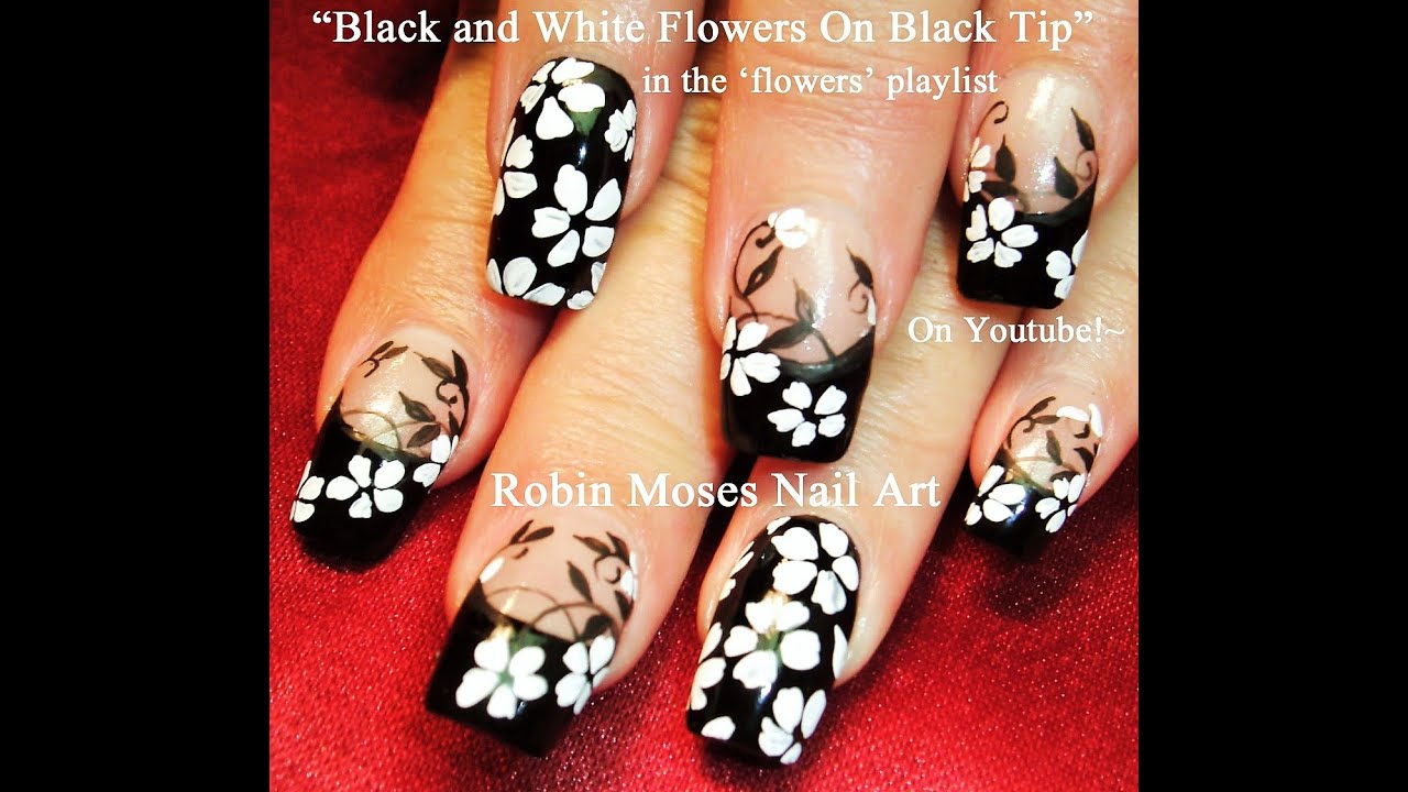 Flower Nails! DIY Black and White Flower Nail Art Design Tutorial