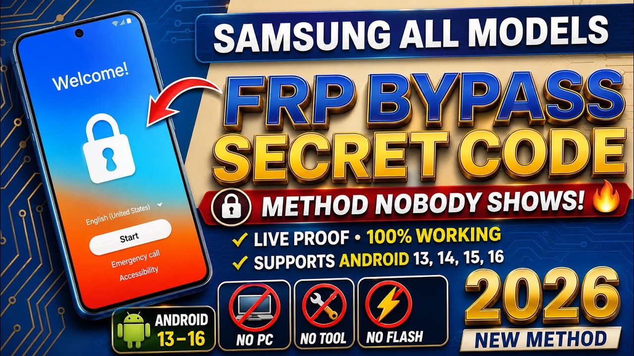 🚀 NEW Samsung FRP Unlock/Bypass 2026 🔓 | Android 13/14/15 | Latest FRP Solution | No PC
