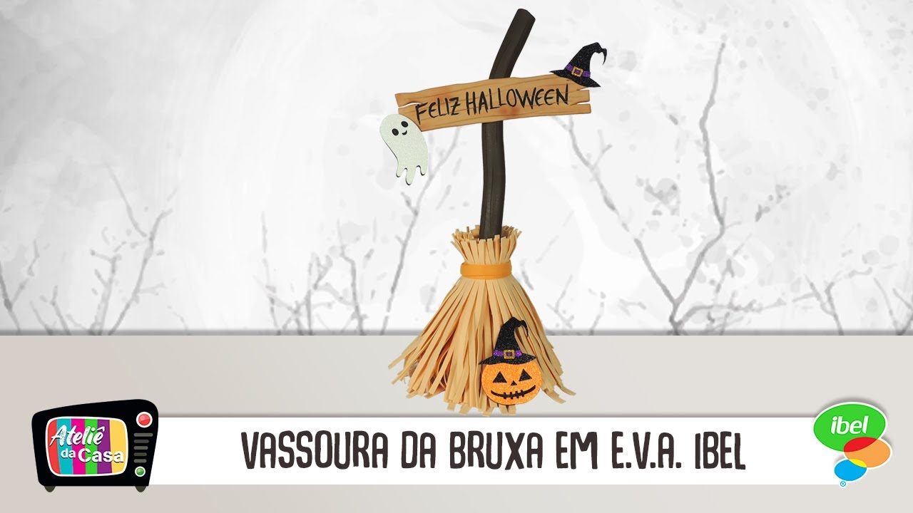 Como fazer a Vassoura da Bruxa com E.V.A. Ibel para usar na decoração do Halloween. 🧙🏻‍♀ 🧹