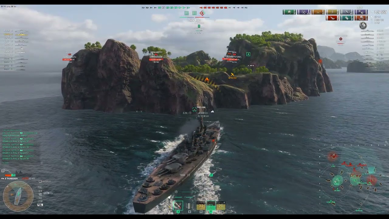 World of Warships. Thunderer Loop Map E Rating with Bronze Clasp