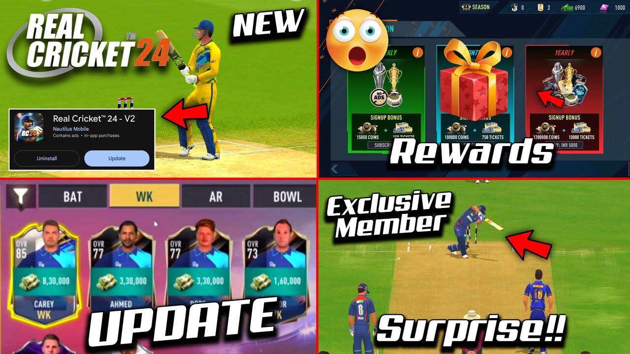 Real Cricket 24: Update & Gift Finally 😍 | Full Unlocked 😱 Gameplay+ New Features #realcricket