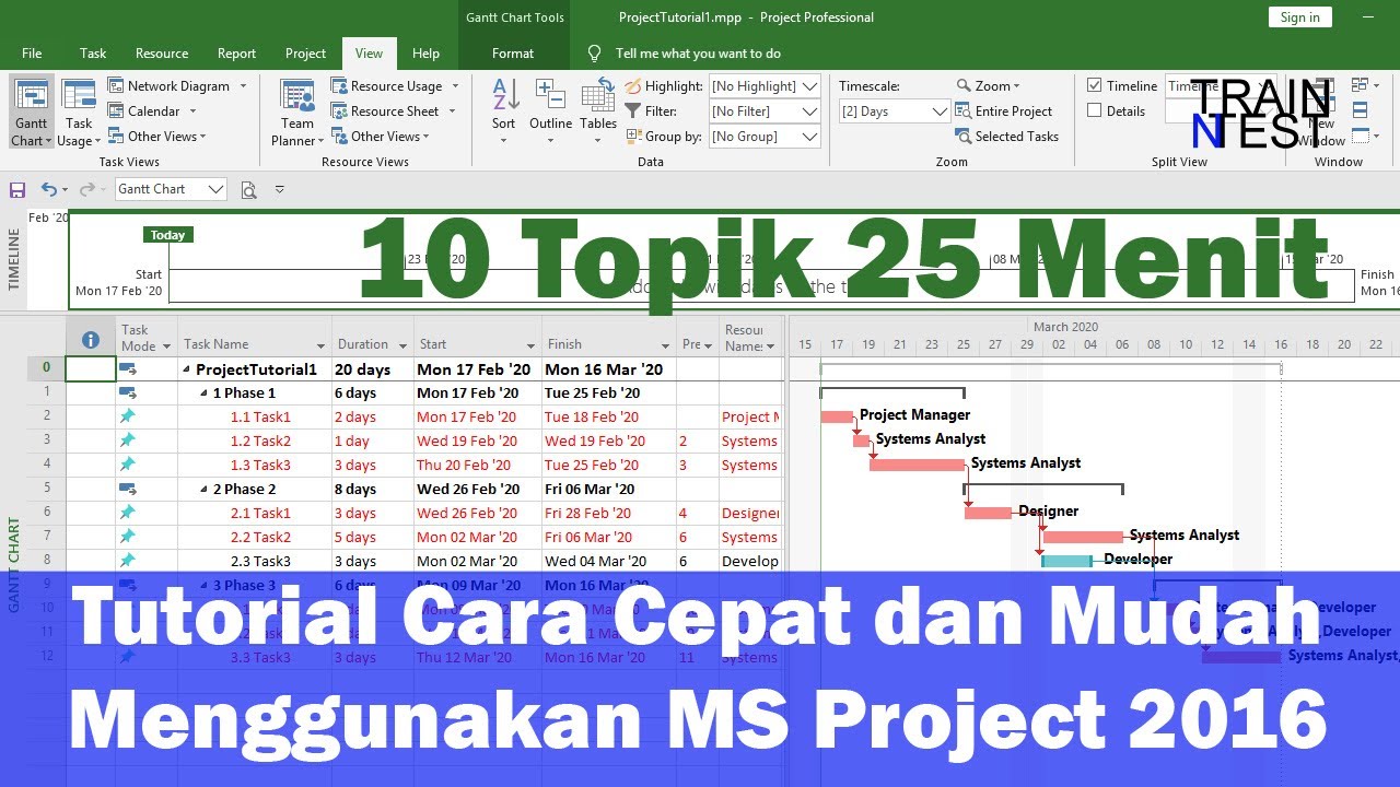 Tutorial Cara Cepat dan Mudah Belajar Menggunakan MS Project 2016 | Manajemen Proyek TI