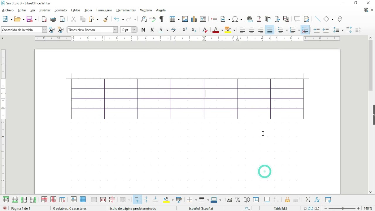 Libreoffice 7. Writer. Tablas: Bordes y fondo