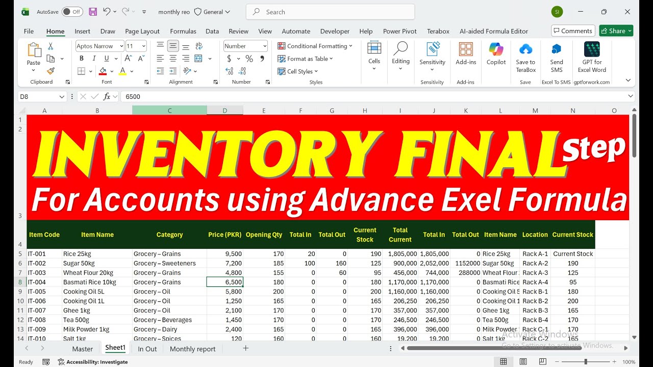 Inventory Final Report in Excel | Closing Stock, Valuation & Summary