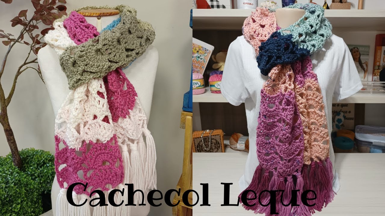 Cachecol de crochê leque